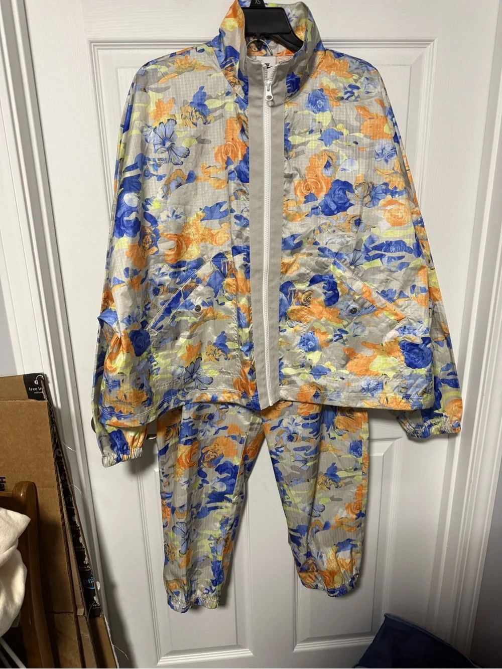 Nike Floral Track Jacket & Joggers - Blue, Orange, White